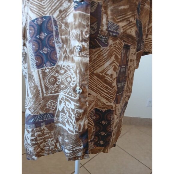 Options Melarose Womens Blouse Shirt Button Up Collared 100% Silk Short Sleeve - Picture 9 of 15